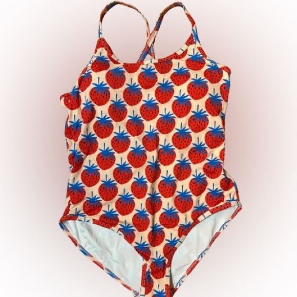 NWOT Hanna Andersson Strawberry Print Swimsuit Size XL - Picture 1 of 8